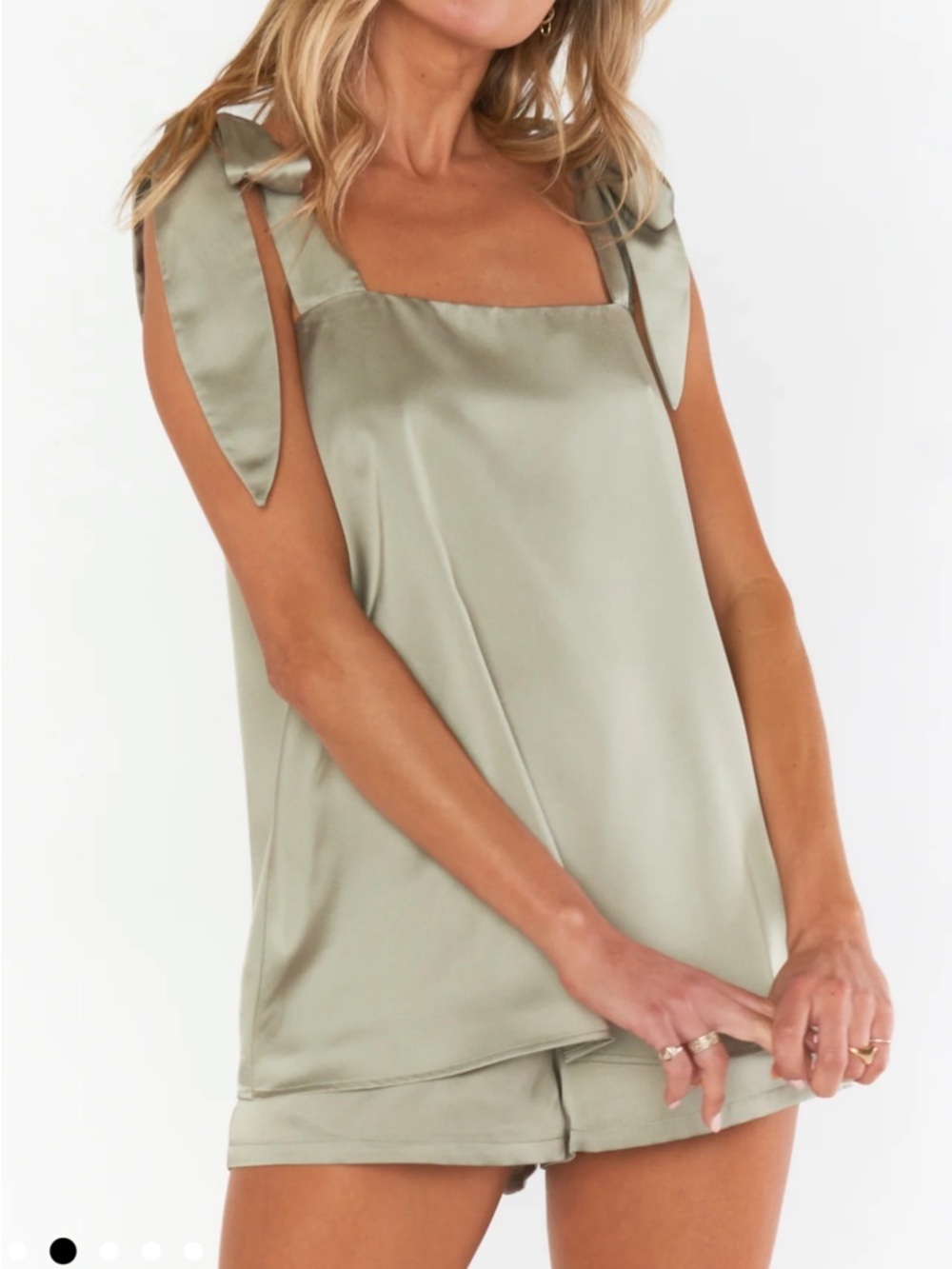 SMYM Makeup Tank & Glam Time Short Satin Sleep Lounge Set Moss Green Large